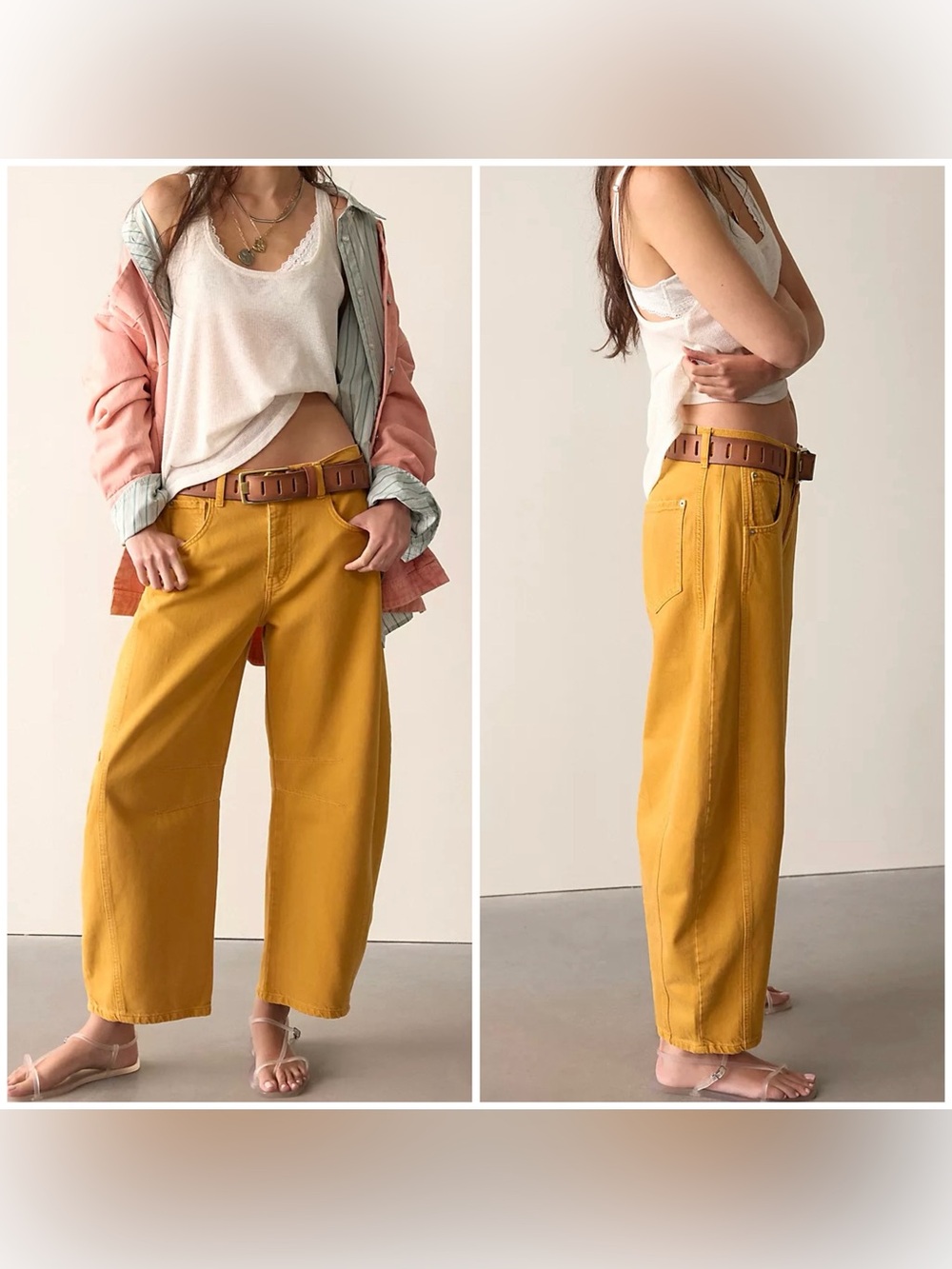 NWT Free People We The Free Good Luck Mid-Rise Barrel Jeans - yolk yellow - 29